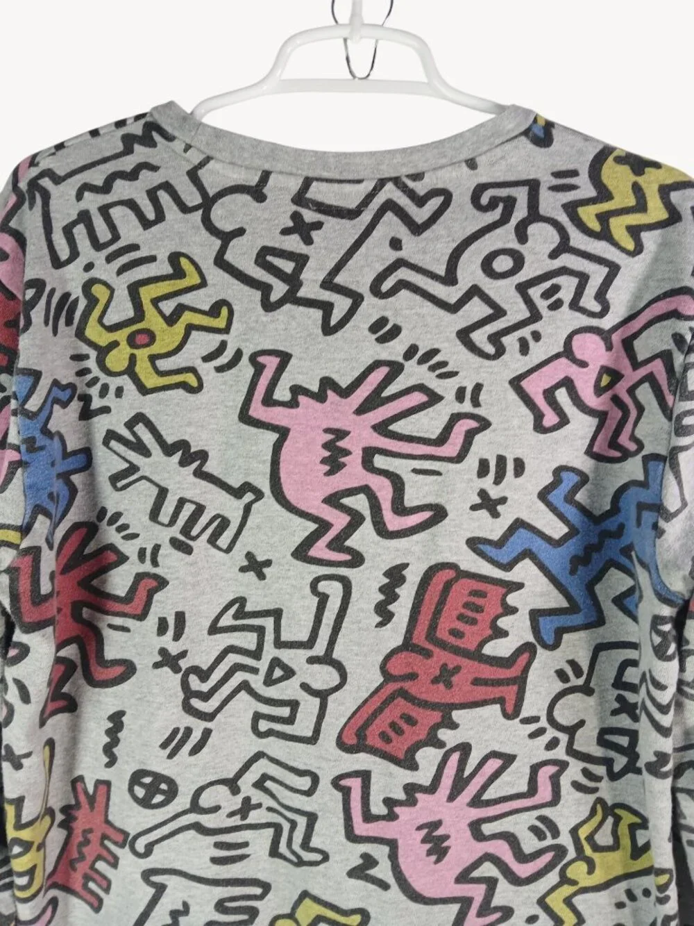 Keith Haring Forever 21 Gray Graphic Sweatshirt Womens Large Colorful Abstract - Picture 2 of 8